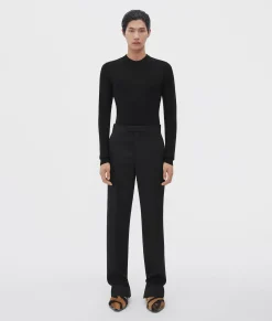 Slim Leg Compact Wool Trousers