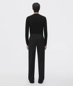 Slim Leg Compact Wool Trousers