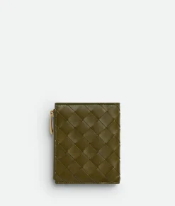 Small Intrecciato Bi-Fold Zip Wallet