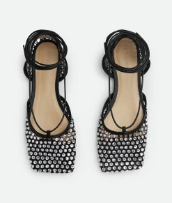 Sparkle Stretch Lace-Up Flat Sandal