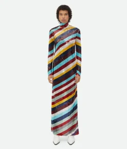 Striped Cotton Sequined Dress