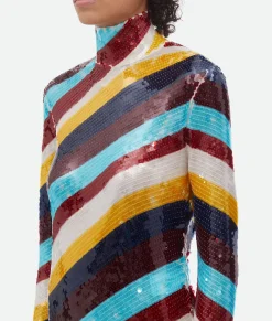 Striped Cotton Sequined Dress