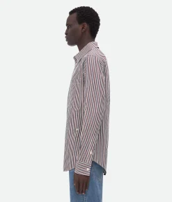 Striped Cotton Shirt With "BV" Embroidery