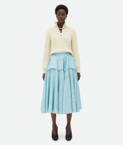 Textured Criss-Cross Viscose Silk Skirt