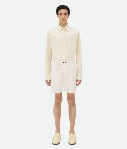 Textured Criss-Cross Viscose Silk Shorts