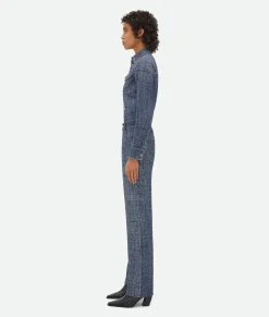 Textured Denim Viscose Trousers