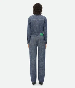 Textured Denim Viscose Trousers