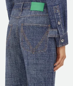 Textured Denim Viscose Trousers