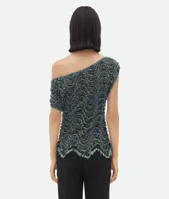 Textured Viscose Top With Weaved Fringes