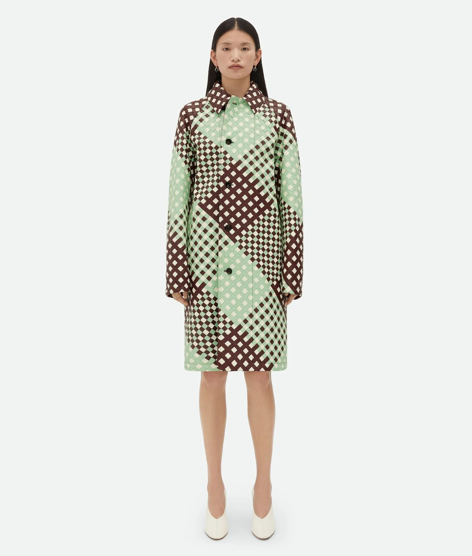 Tricolor Intrecciato Leather Coat