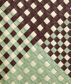 Tricolor Intrecciato Leather Coat