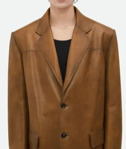 Vintage-Effect Leather Jacket