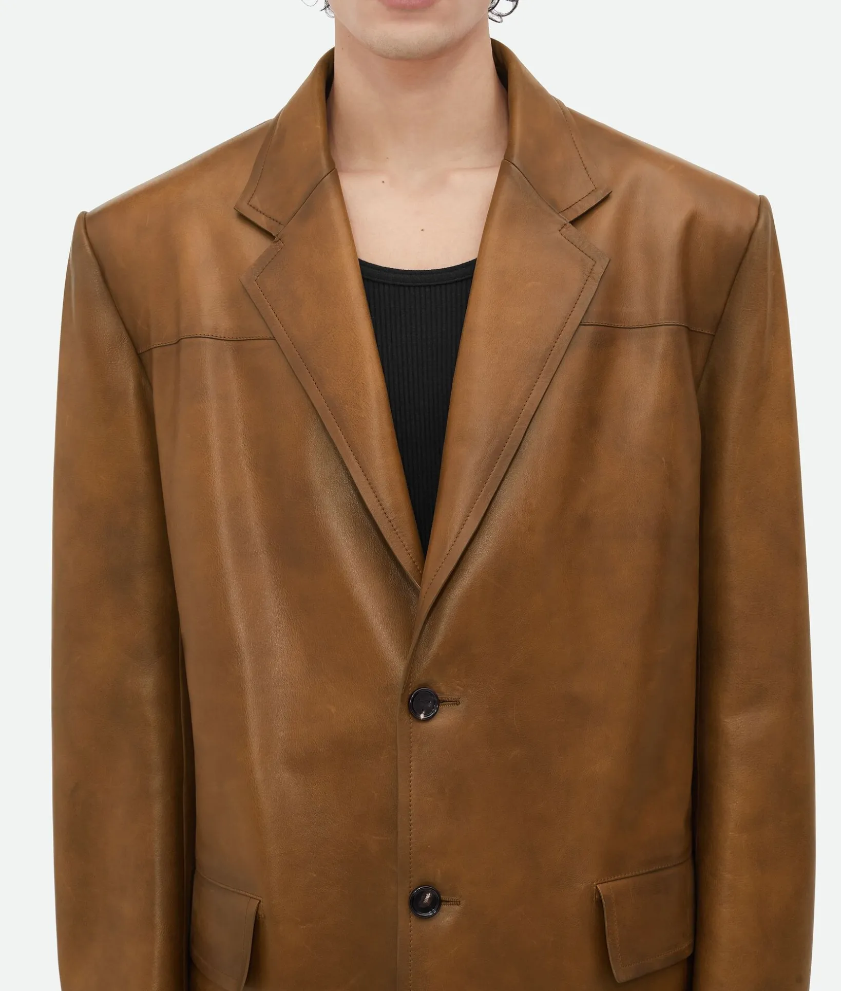 Vintage-Effect Leather Jacket