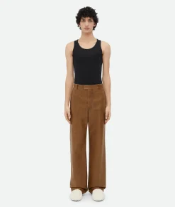 Vintage-Effect Leather Trousers