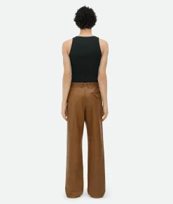 Vintage-Effect Leather Trousers