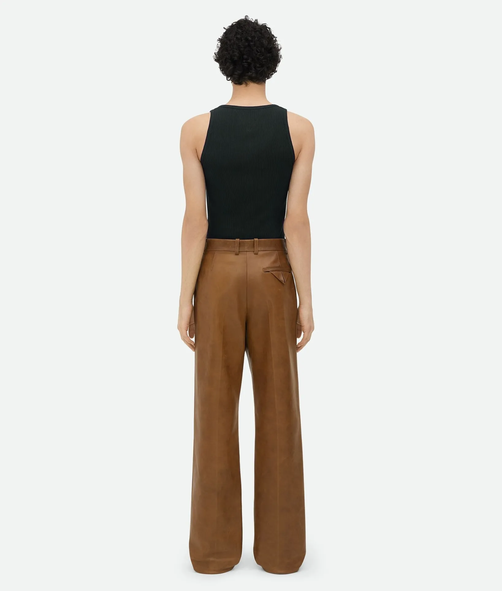 Vintage-Effect Leather Trousers