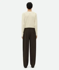 Viscose And Silk Criss-Cross Pleated Pants