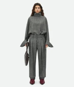 Viscose And Silk Criss-Cross High Neck Shirt