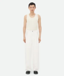 White Pleated Denim Trousers
