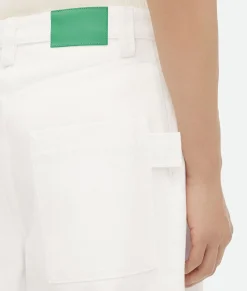 White Pleated Denim Trousers