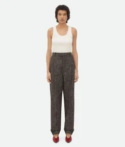 Wool And Cotton Pied De Poule Trousers