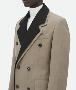 Wool Coat With Contrasting Collar