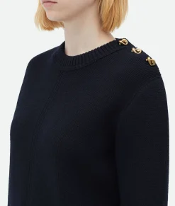 Wool Sweater With Metal Knot Buttons